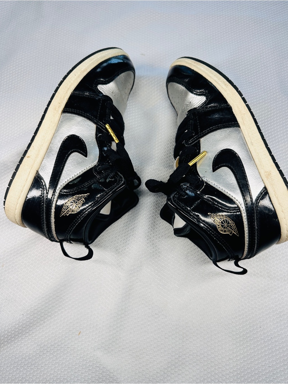 Nike Air Jordan Black and Silver Kids High-Top Sneakers